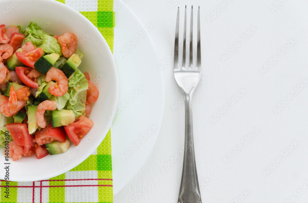 Avocado salad with shrimp and vegetables Avocado salad with shrimp and vegetables
