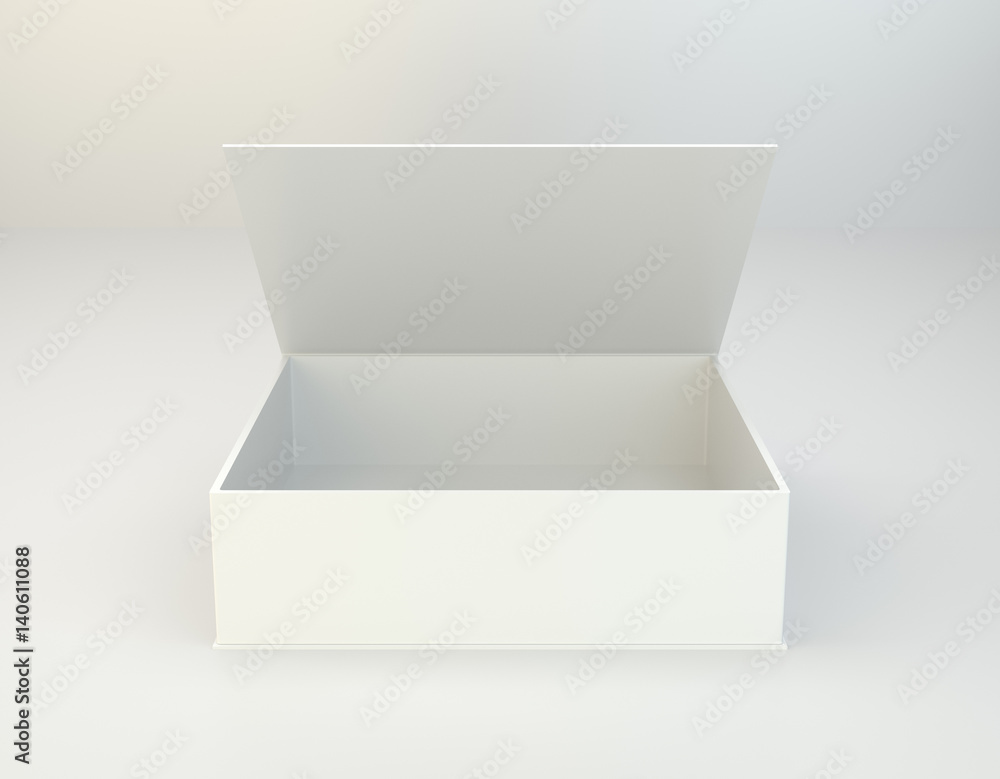 Empty open box on gray background. 3d rendering Empty open box on gray background. 3d rendering