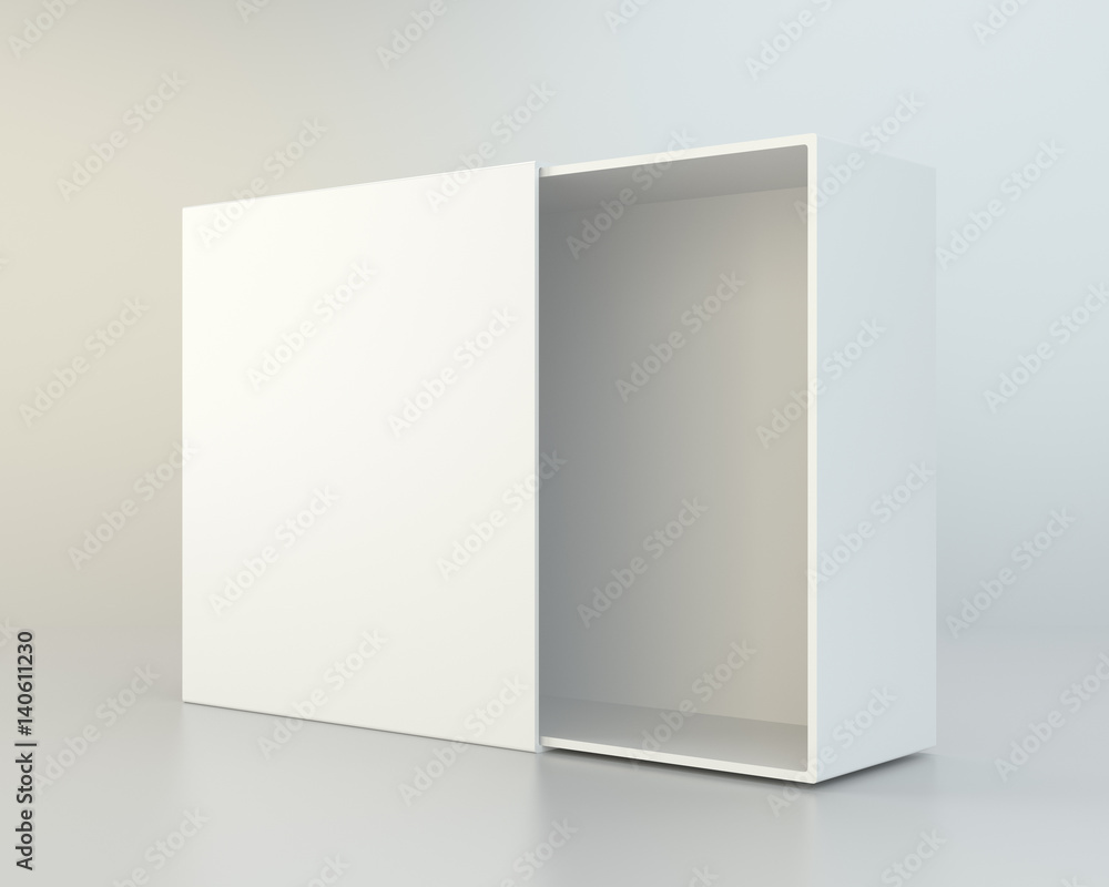 Blank open box on gray background. 3d rendering Blank open box on gray background. 3d rendering
