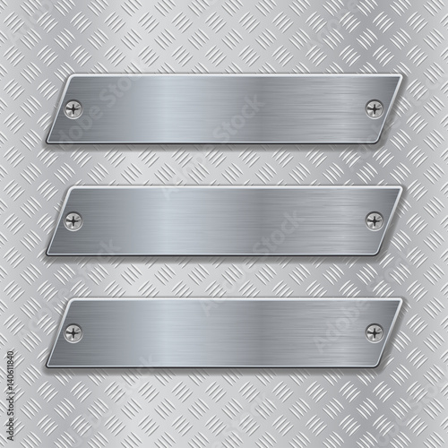 Metal brushed plates on non-slip metallic surface