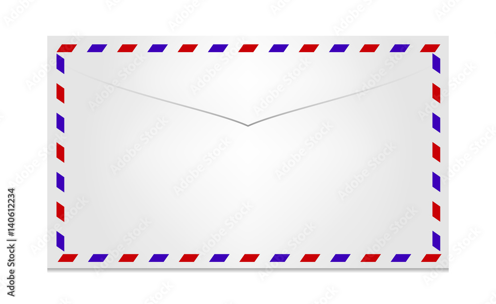 Illustration back of air mail envelope isolated on white background. Vector. Illustration back of air mail envelope isolated on white background. Vector.