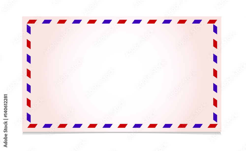 Illustration front of air mail envelope isolated on white background. Vector. Illustration front of air mail envelope isolated on white background. Vector.