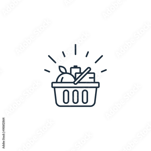 Food basket, grocery order, shop special offer line icon photo