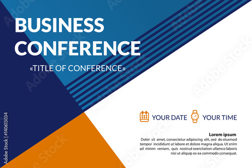 Business conference invitation concept. Colorful simple geometric background. Template for banner, poster, flyer, magazine page. Vector eps 10.