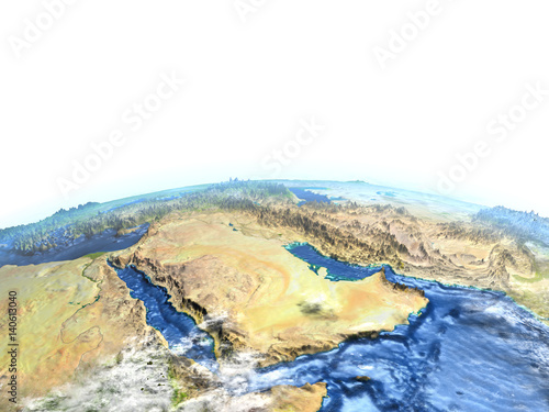 Arab Peninsula on Earth - visible ocean floor