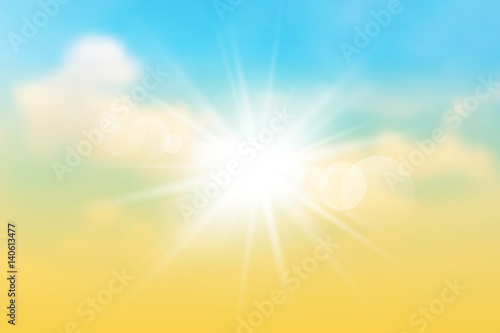 The sun rays  on the twilight  sky. Vector illustration.