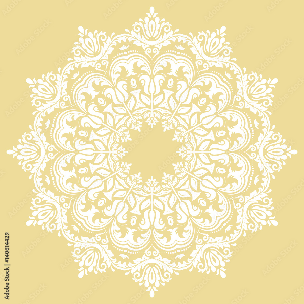 Oriental vector pattern with arabesques and floral elements. Traditional classic mandala. Vintage pattern with arabesques