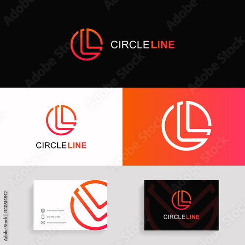 Letter L logo icon circle sign vector design with brand business card.