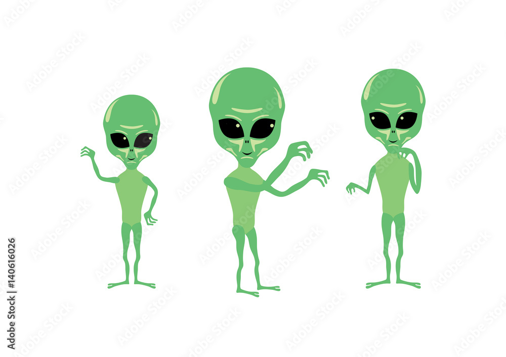 Alien cartoon character. Alien vector. Group of aliens Stock