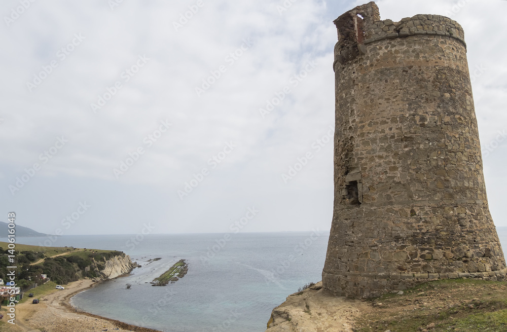 Fototapeta premium Guadalmesi watchtower, Strait Natural Park, Cadiz, Spain