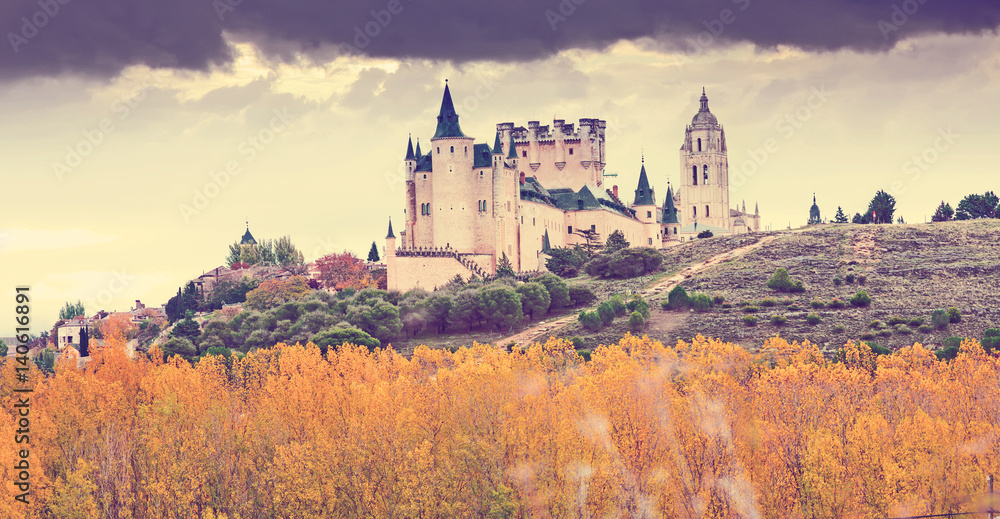 Autumn  view of Castle of Segovia