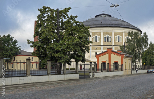 Gas factory of the late 19th century, gas-holders photo