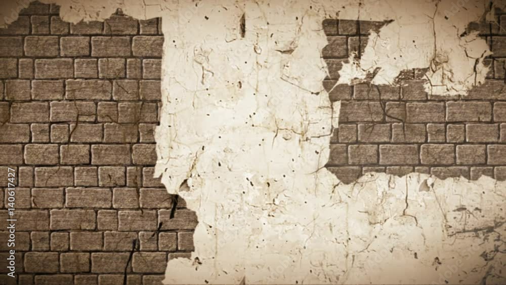 Wall with paint falling off and bricks underneath Stock Video Adobe Stock