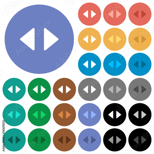 Horizontal control arrows round flat multi colored icons