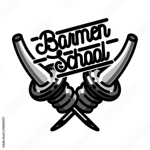Color vintage barmen school emblem