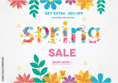 Spring Sale Banner, Sale Poster, Sale Flyer, Sale Vector. 30% Off, Vector illustration.
