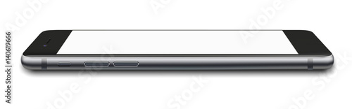 Smart phone with blank screen isolated on white background. 3D illustration.
