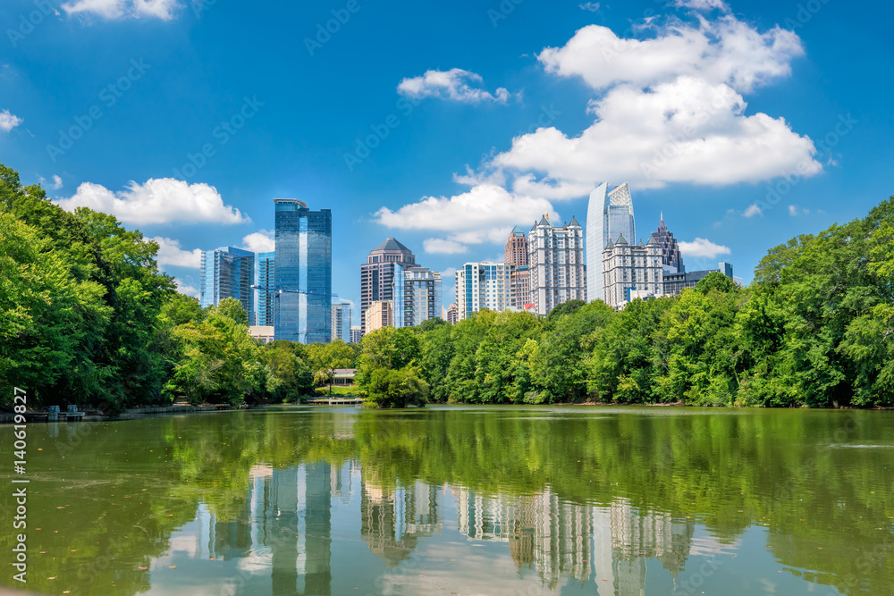Midtown Atlanta skyline from the park Stock Photo | Adobe Stock