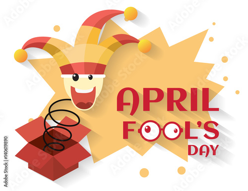 april fool's day,jack in the box toy, springing out of a box. vector illustration.