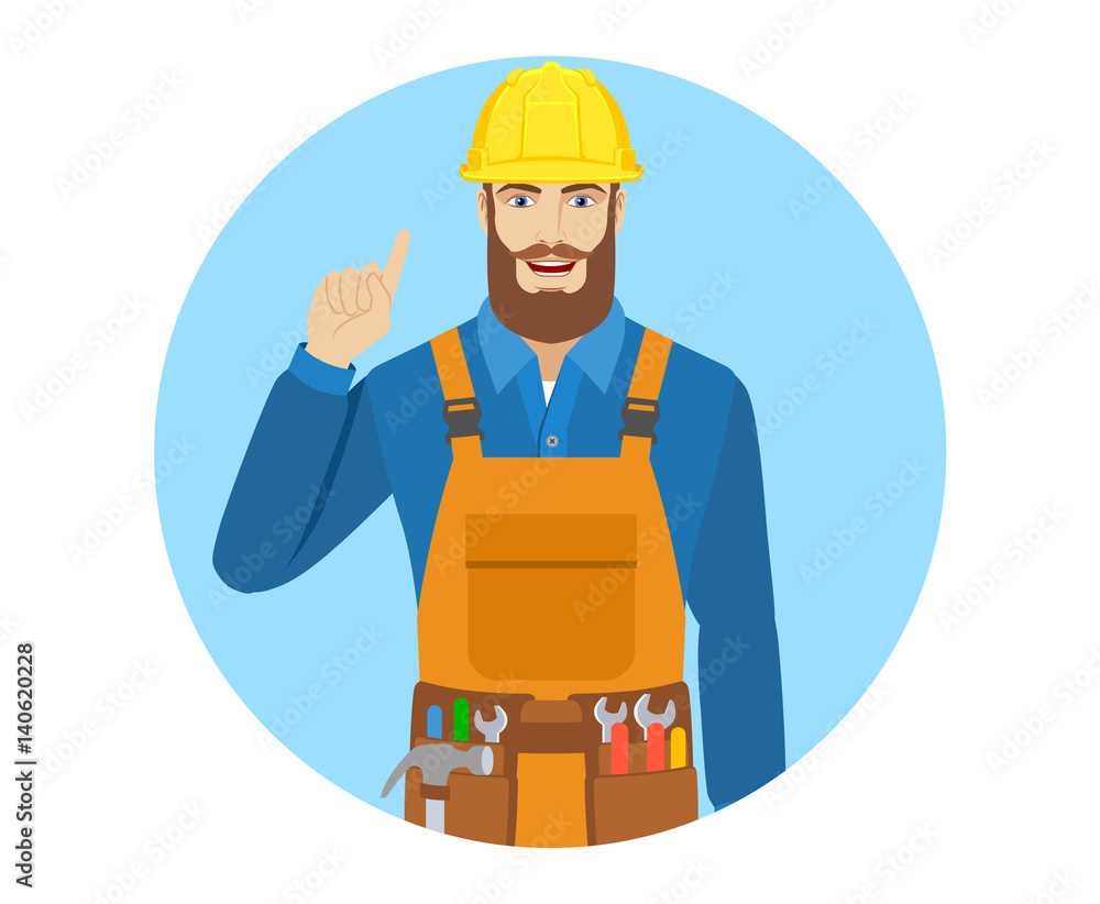 Worker pointing up Worker pointing up
