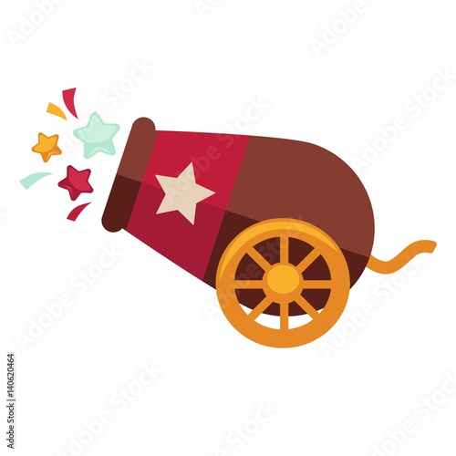 Circus cannon retro vector isolated flat icon