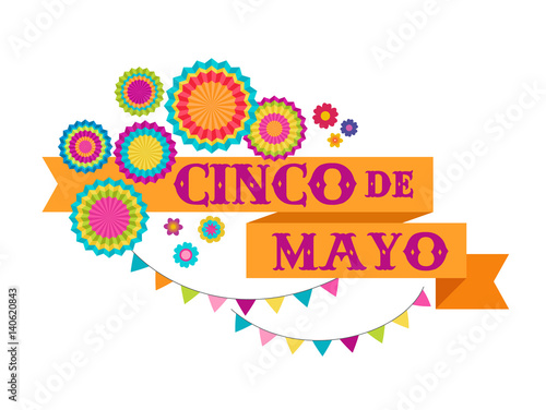 Cinco de mayo, Mexican fiesta banner and poster design with flags, decorations,