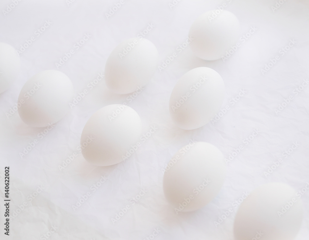 White eggs on a white background.