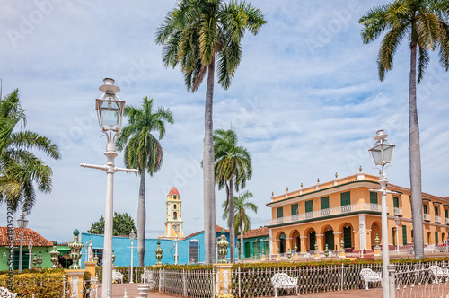 The gardens in Piaza Mayor - main Square in Trinidad, Cuba photo