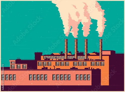Stylized factory in retro style