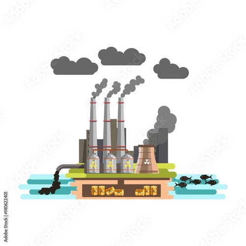 Environment and nature industrial factory carbon waste pollution vector