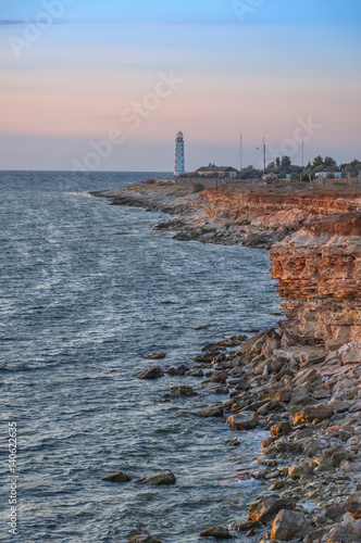 Coast of Black sea and lighthouse