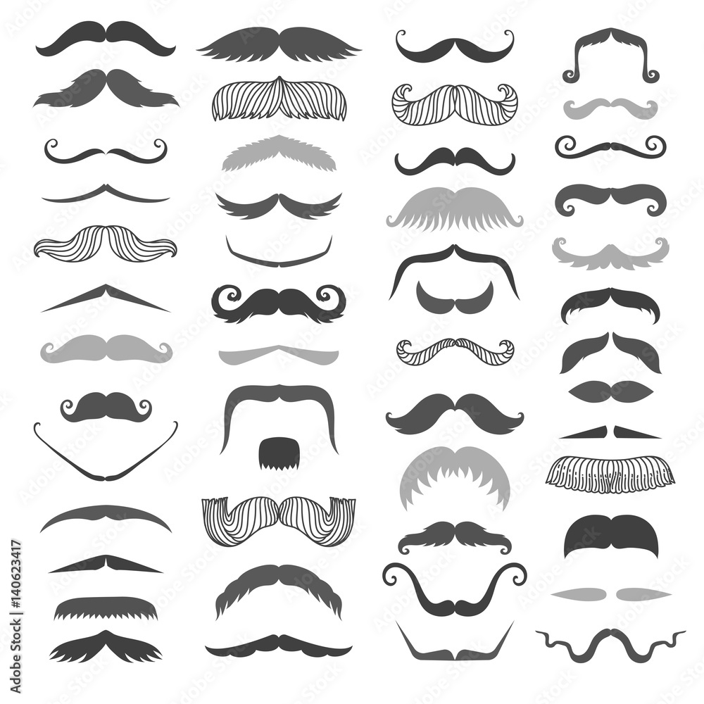 Silhouette vector black white mustache hair hipster curly collection beard barber and gentleman symbol fashion human facial gave vector illustration. Silhouette vector black white mustache hair hipster curly collection beard barber and gentleman symbol fashion human facial gave vector illustration.