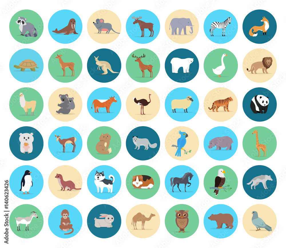 Domestic and Wild Animal in Circles Collection Domestic and Wild Animal in Circles Collection