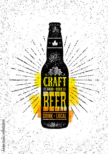 Craft Beer Sold Here Rough Banner. Vector Artisan Beverage Illustration Design Concept On Grunge Distressed Background