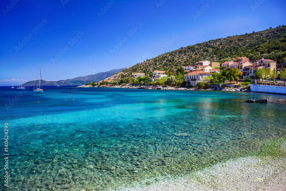 Seascapes of Fiscardo village, Kefalonia island Greece