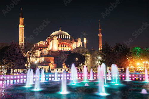 Illuminated Sultan Ahmed Mosque Blue before sunrise, Is