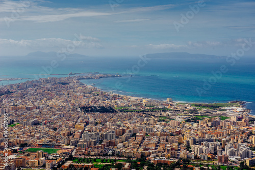 Spring panorama of sea coast city Trapany. Sicily, Italy, Europe