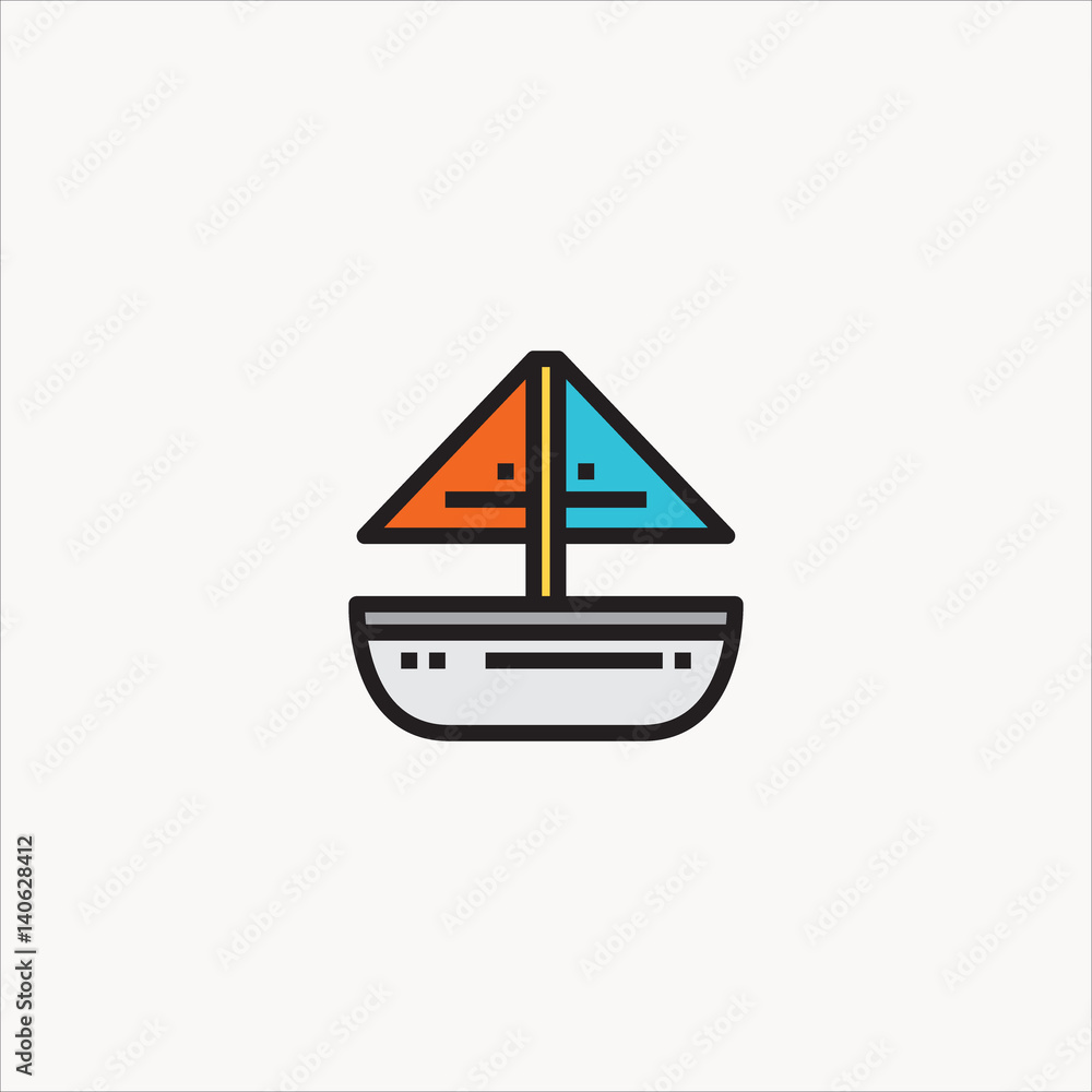 sailing boat icon flat design