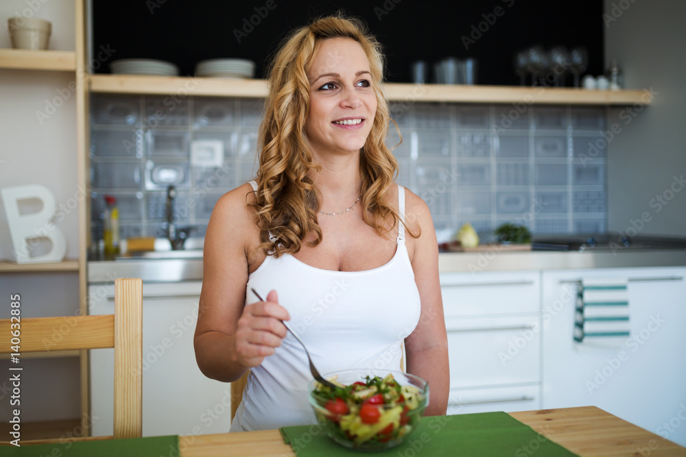 Beautiful pregnant woman eating healthy food Beautiful pregnant woman eating healthy food