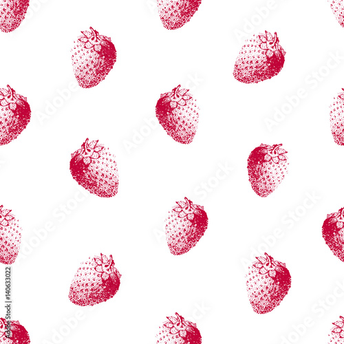 Wallpaper Mural Strawberry. Vector seamless pattern. vintage hand drawn illustration Torontodigital.ca