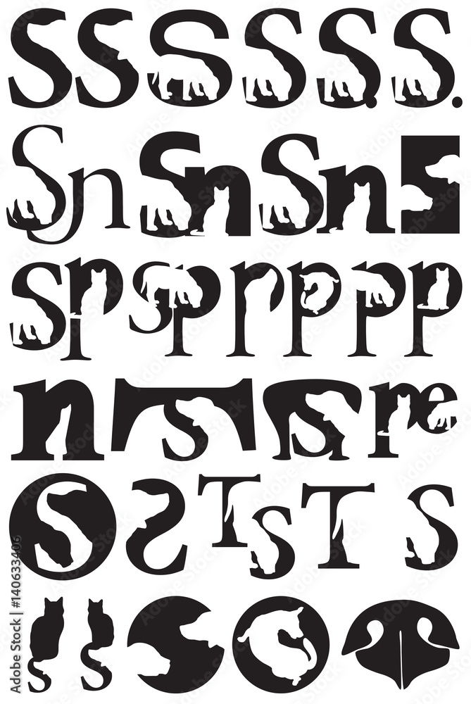 Naklejka premium Cats and Dogs in letters