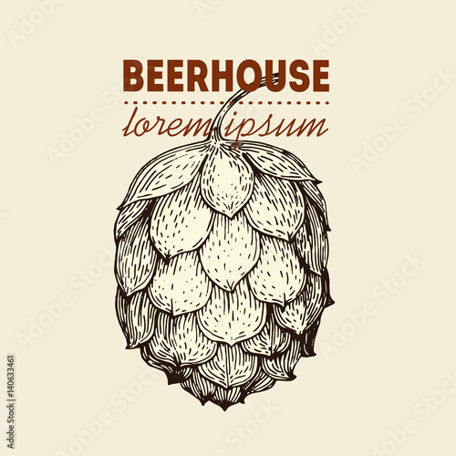 Original vintage retro line art badge logo for beer house, bar, pub, brewing company, brewery, tavern, taproom, alehouse, beerhouse