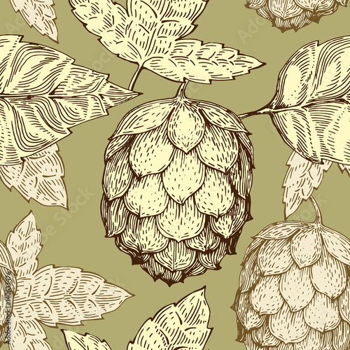 Original vintage retro line art seamless vector pattern for beer house, bar, pub, brewing company, brewery, tavern, taproom, alehouse, beerhouse