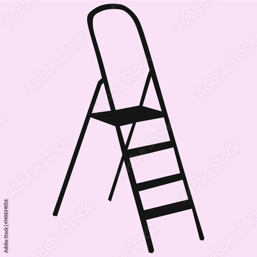 Metallic Step Ladder vector silhouette isolated