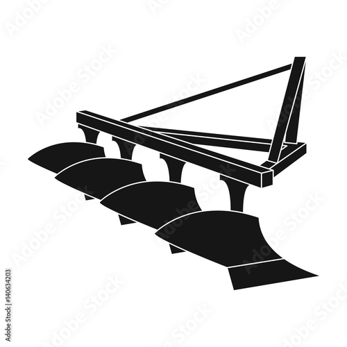Red metal attachment to the tractor for plowing fields.Agricultural Machinery single icon in black style vector symbol stock illustration.