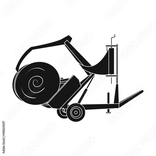 Modern agricultural machinery for  of hay and rolling circles.Agricultural Machinery single icon in black style vector symbol stock illustration.