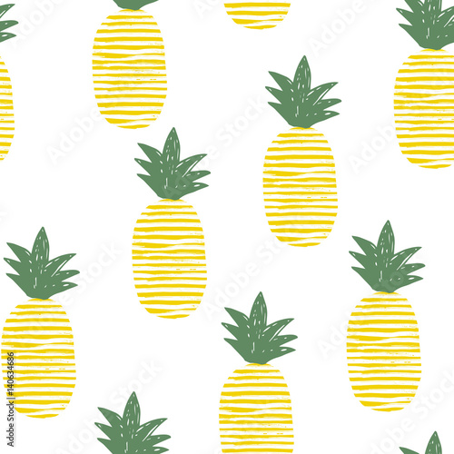The yellow lines pineapple seamless pattern vector illustration.