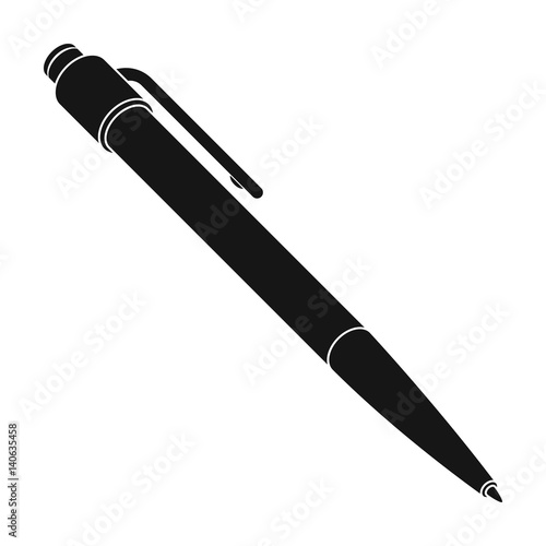 Ball pen. A school pen for writing. Outfit schoolboy.School And Education single icon in black style vector symbol stock illustration.