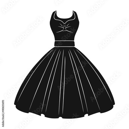 White fluffy wedding dress for a girl. Wedding wear.Women clothing single icon in black style vector symbol stock illustration.