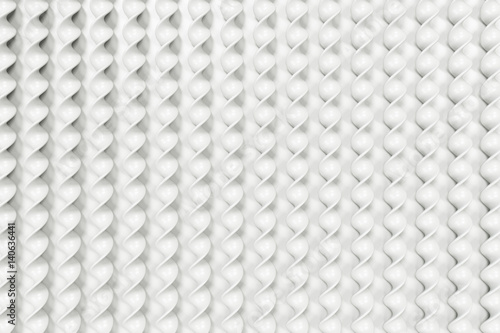 White plastic spiral sticks on white background